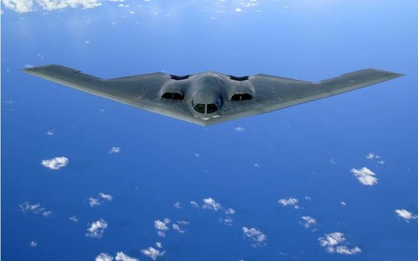Stealth aircraft in flight.