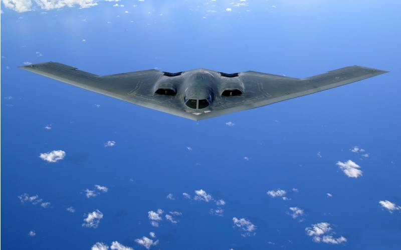 Stealth aircraft in flight.