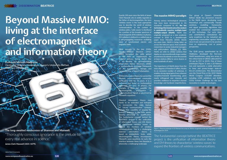 Beyond Massive MIMO: Living at the interface of electromagnetics and information theory