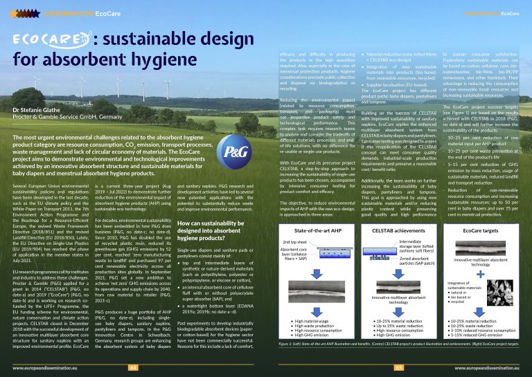 EcoCare: sustainable design for absorbent hygiene