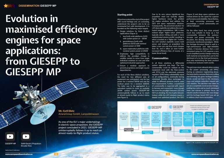 Evolution in maximised efficiency engines for space applications:  from GIESEPP to GIESEPP MP
