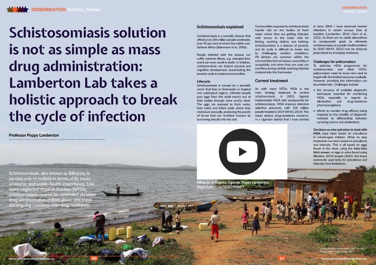 Schistosomiasis solution is not as simple as mass drug administration:  Lamberton Lab takes a holistic approach to break the cycle of infection
