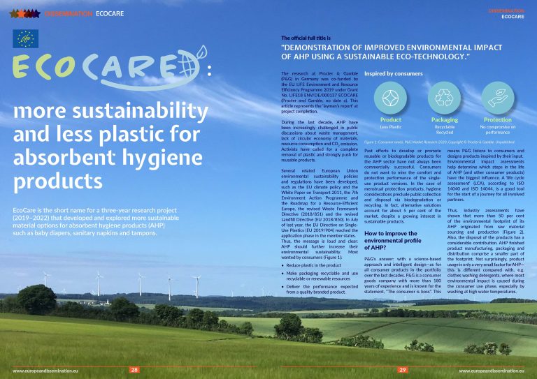 EcoCare: more sustainability and less plastic for absorbent hygiene products