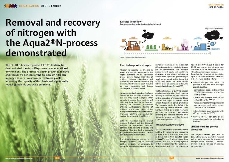 Removal and recovery of nitrogen with the Aqua2®N-process demonstrated