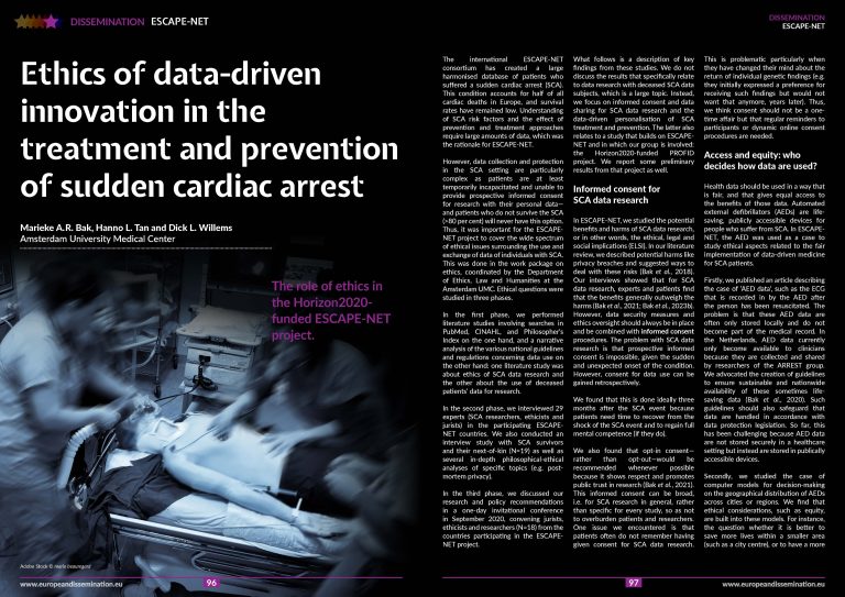 Ethics of data-driven innovation in the treatment and prevention of sudden cardiac arrest