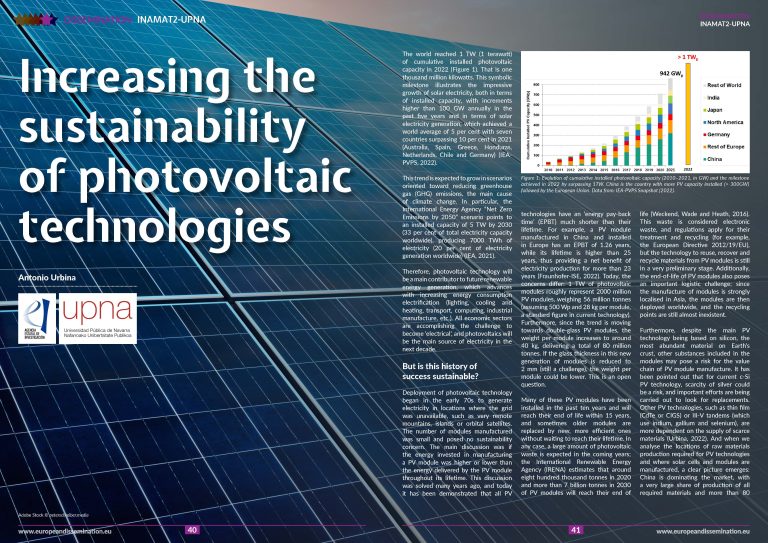 Increasing the sustainability of photovoltaic technologies