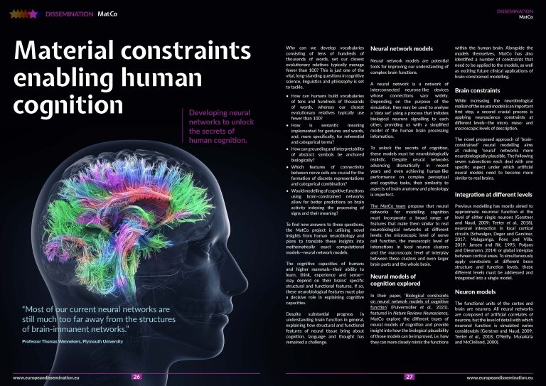 Material constraints enabling human cognition