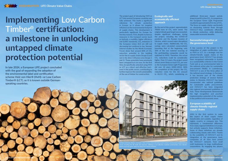 Implementing Low Carbon Timber® certification: a milestone in unlocking untapped climate protection potential