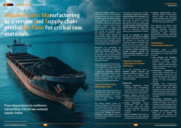 MaaSiveTwin: Manufacturing as a service and Supply chain predictive Twin for critical raw materials