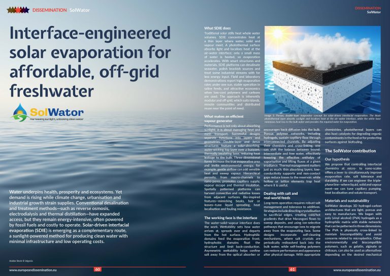 Interface-engineered solar evaporation for affordable, off-grid freshwater