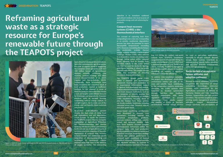 Reframing agricultural waste as a strategic resource for Europe’s renewable future through the TEAPOTS project