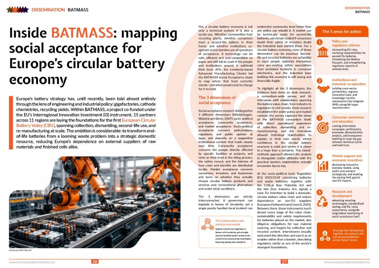 Inside BATMASS: mapping social acceptance for Europe’s circular battery economy